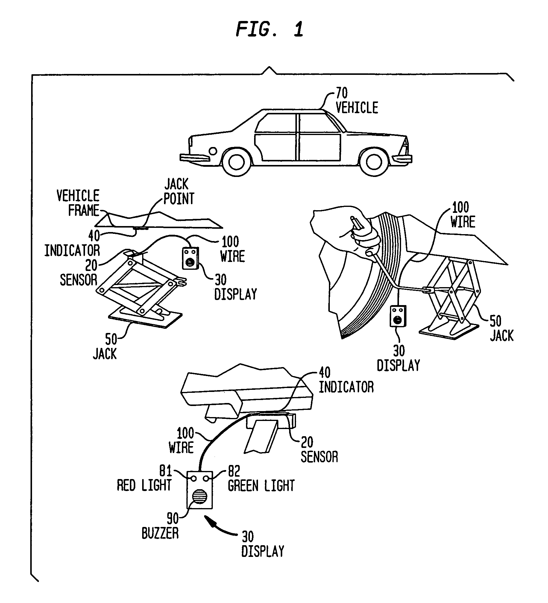 Vehicle jack positioning device and method