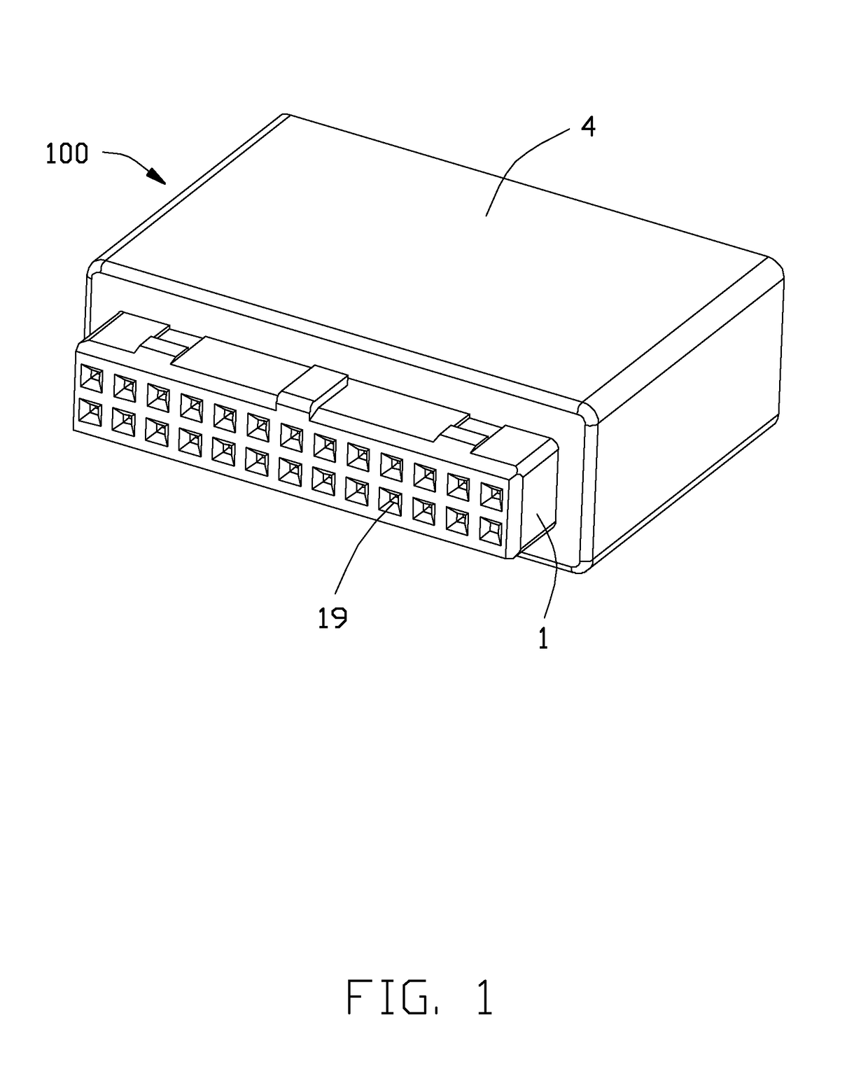 Insulative housing of a cable connector assembly having a one piece structure latch