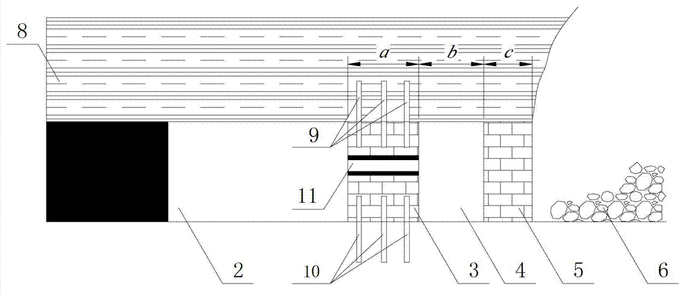 Structure and method for building side direction multicolumn gob-side entry retaining filling wall body