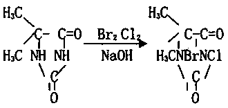 A kind of tail gas treatment process in bromochlorohydantoin synthesis process