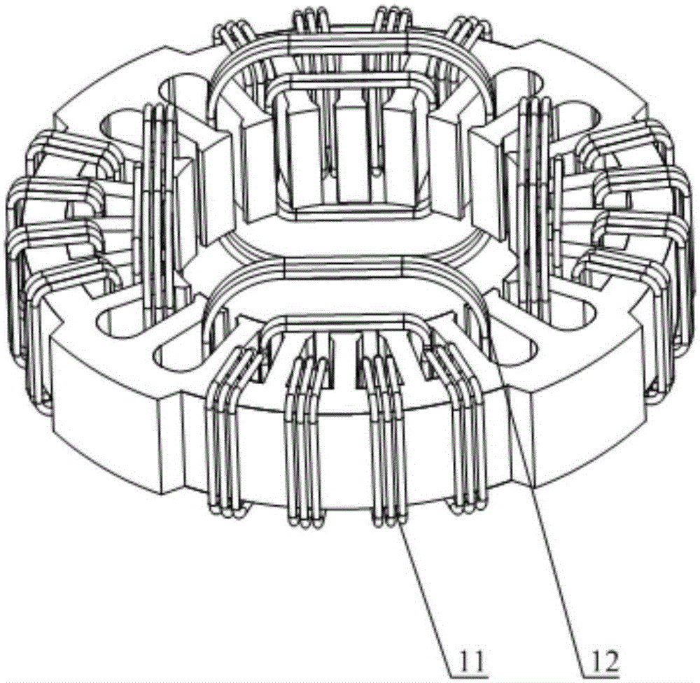 Air processor and alternating current plastic-sealed motor and stator thereof