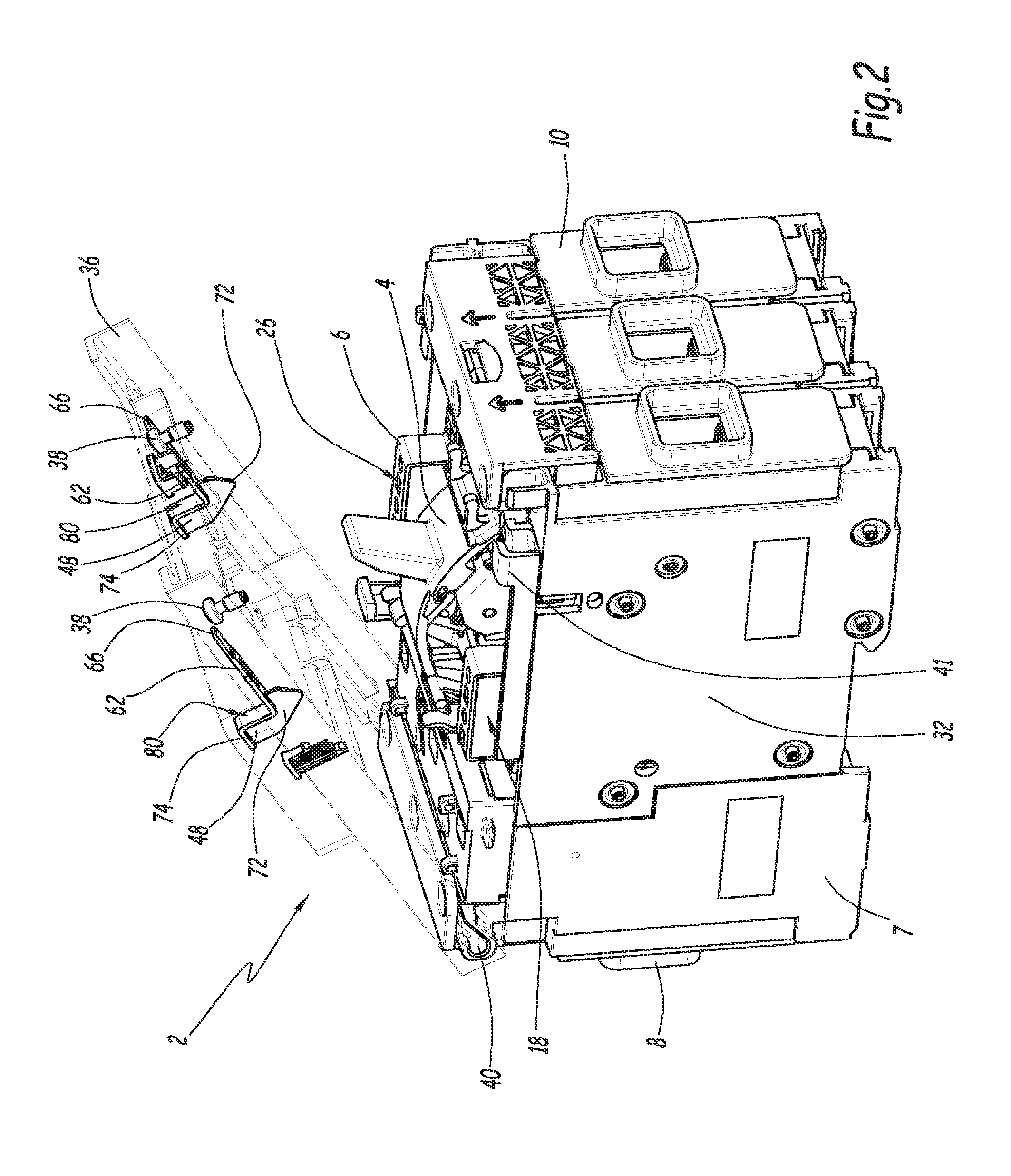 Electrical switching device equipped with means for signaling the presence of auxiliary blocks