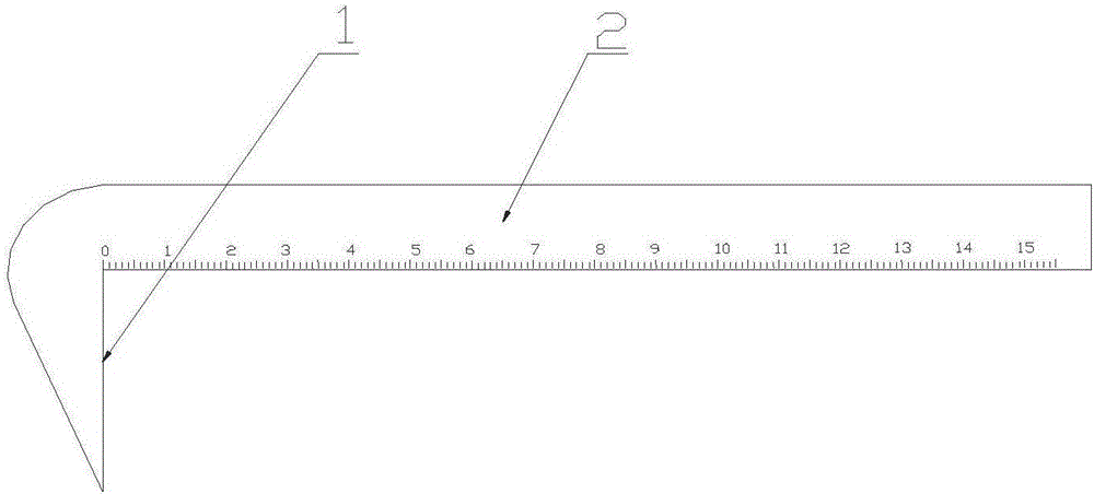 Right-angle ruler for measuring the radius of curvature of outer circle and its measuring method