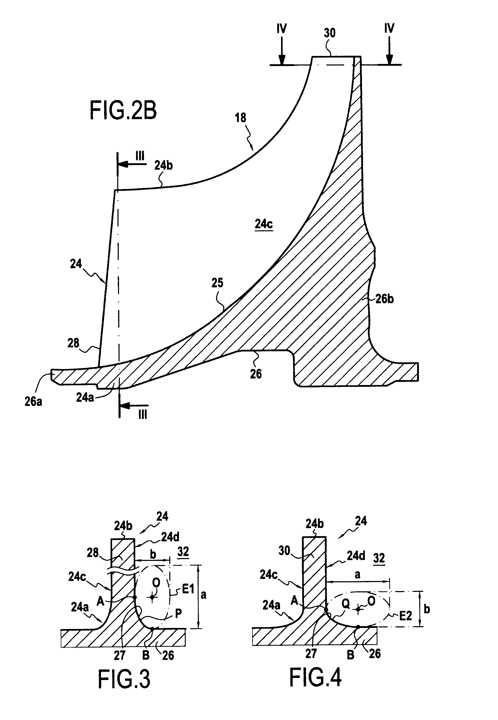 Compressor impeller blade with variable elliptic connection