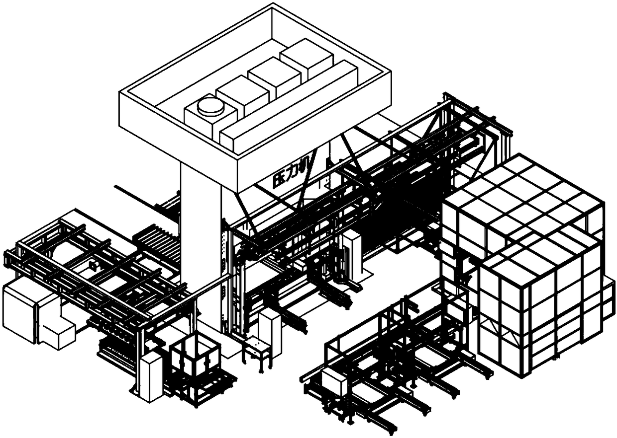 Automatic die-pressing production line for purification tank shell