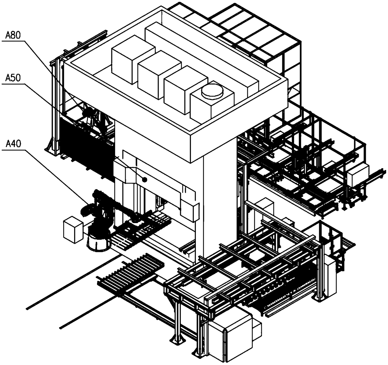 Automatic die-pressing production line for purification tank shell