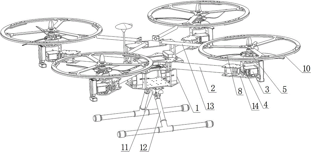 Ground-air amphibious quad-rotor unmanned aerial vehicle