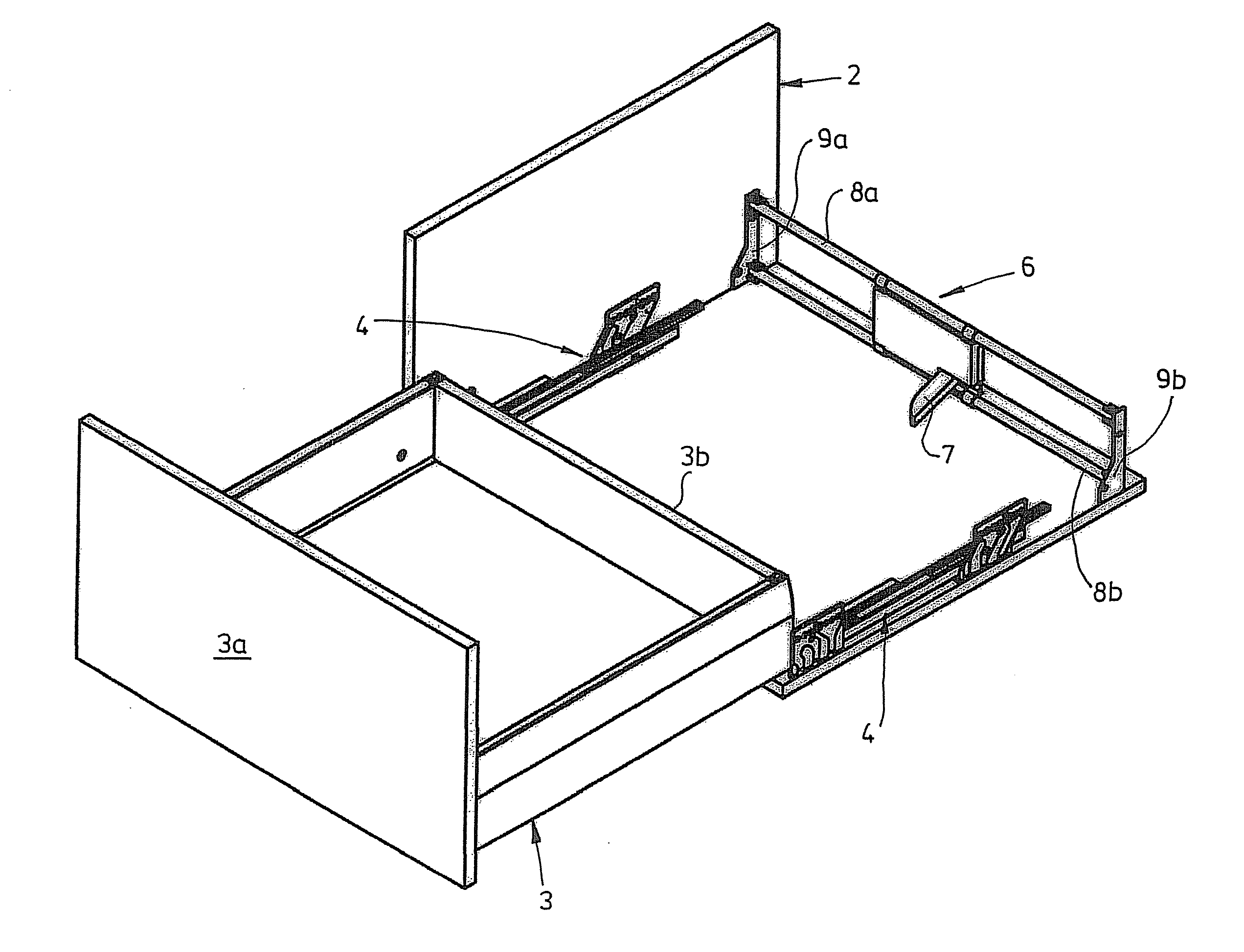 Device and system for controlling the movement of a furniture part, mounting fixture for said device and piece of furniture