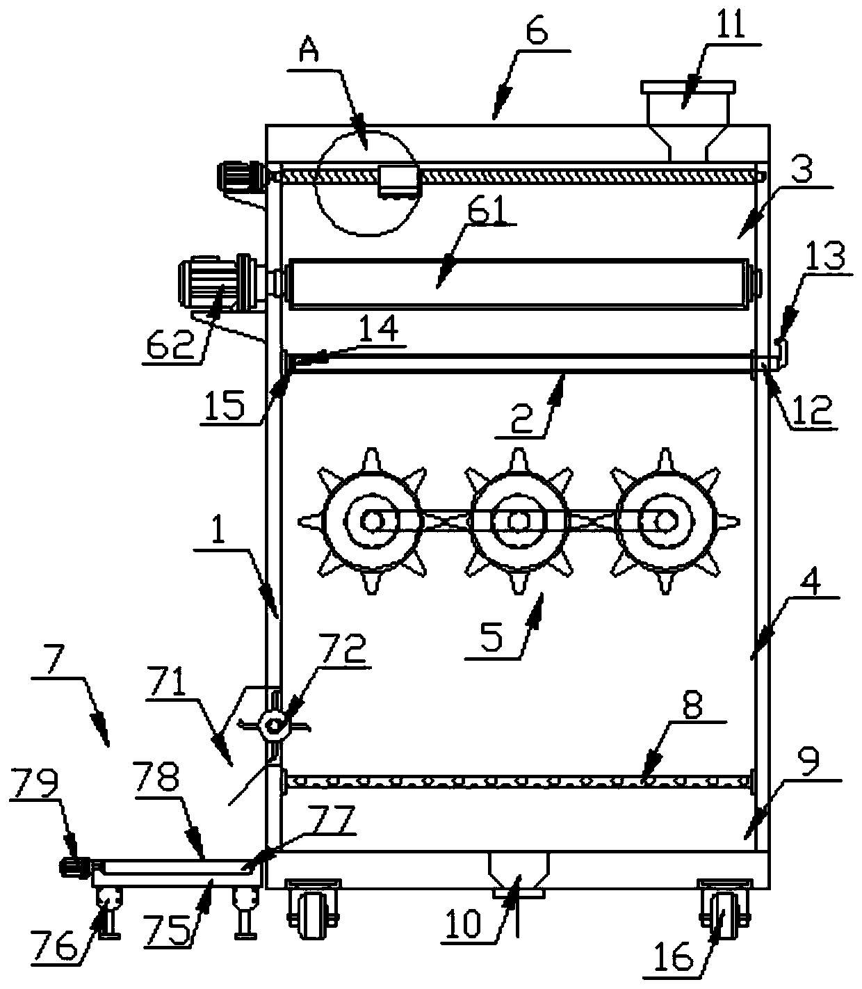 Scutching device for textile production