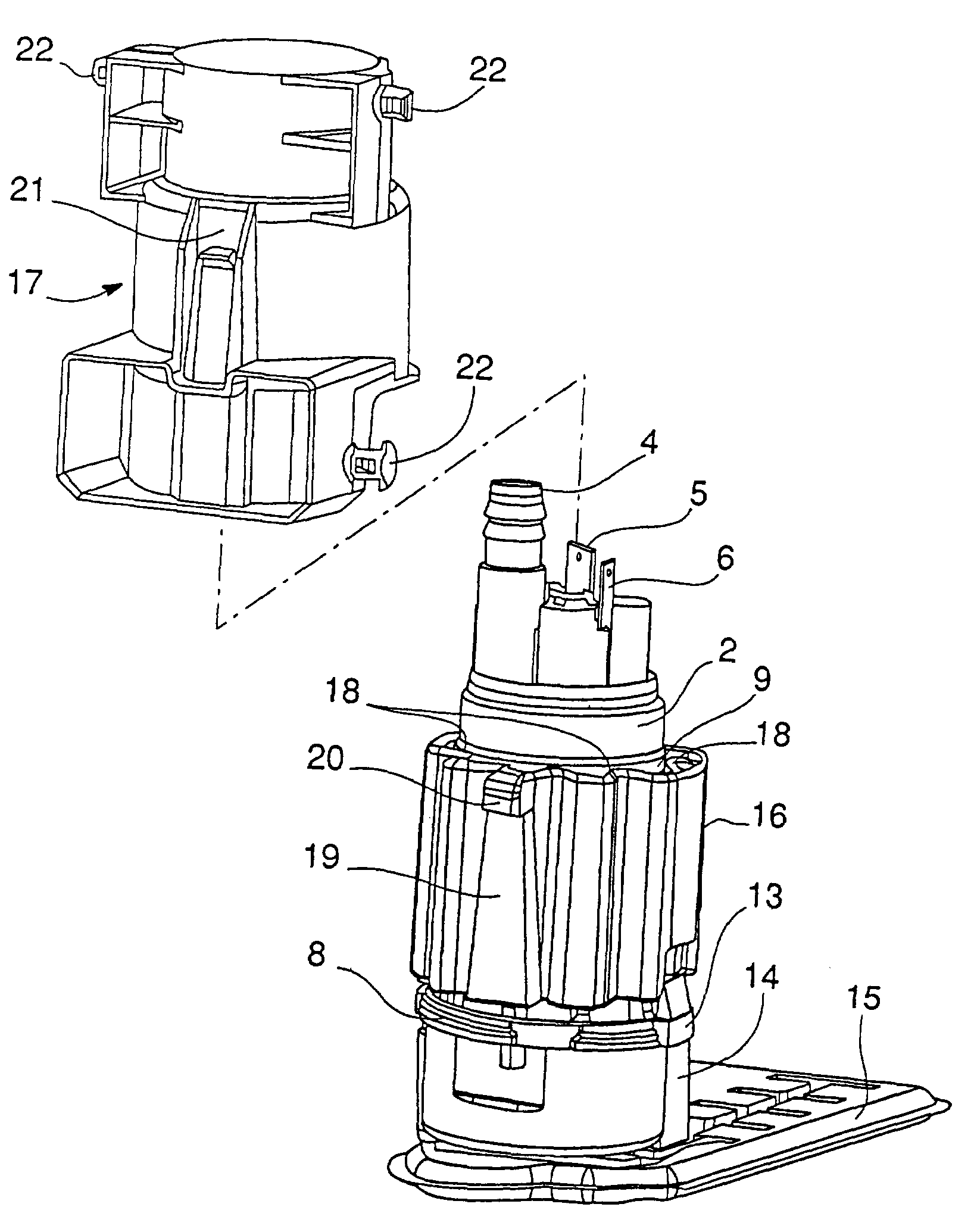 Process for assembly of an electric pump, and a vibration damper for such a pump
