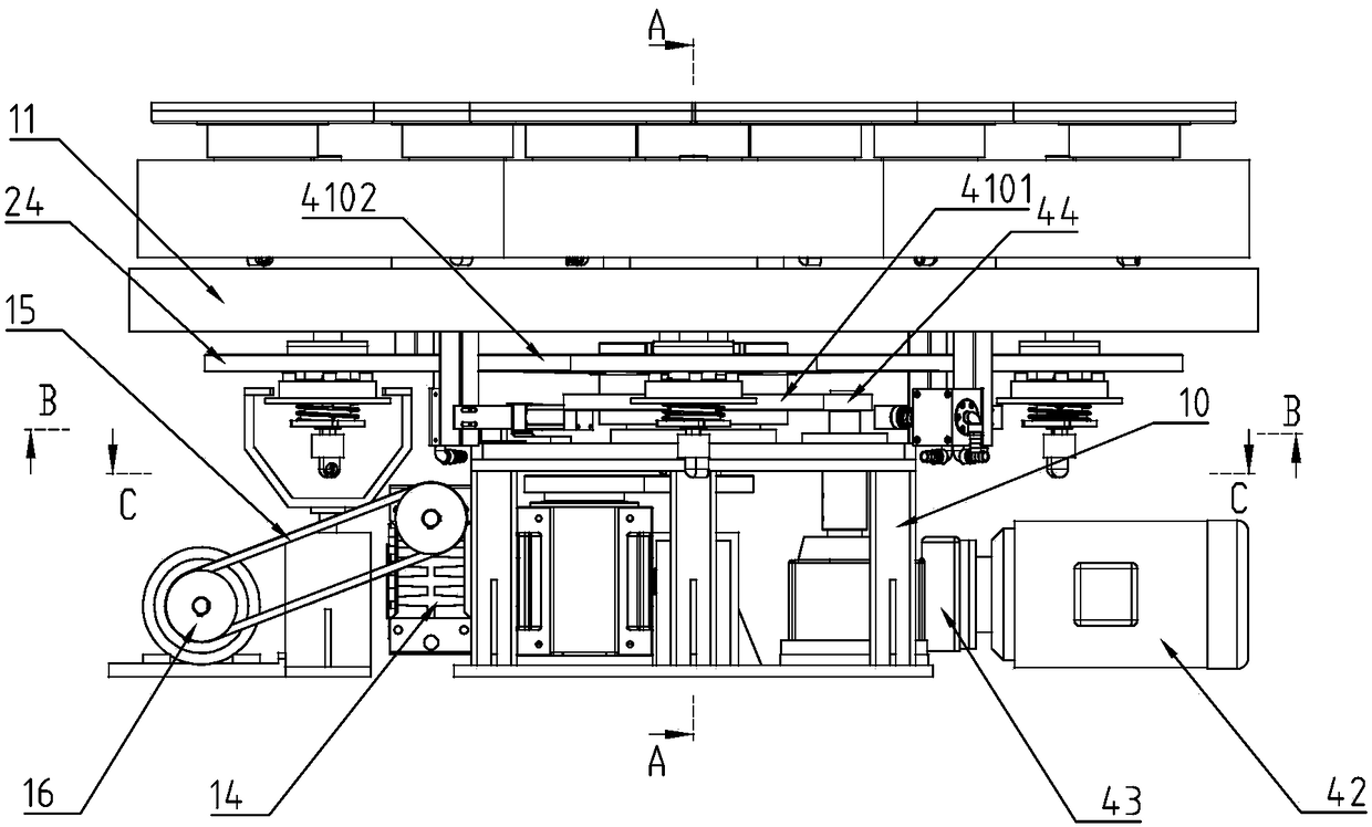 Lower disc transmission mechanism of grinder or polisher