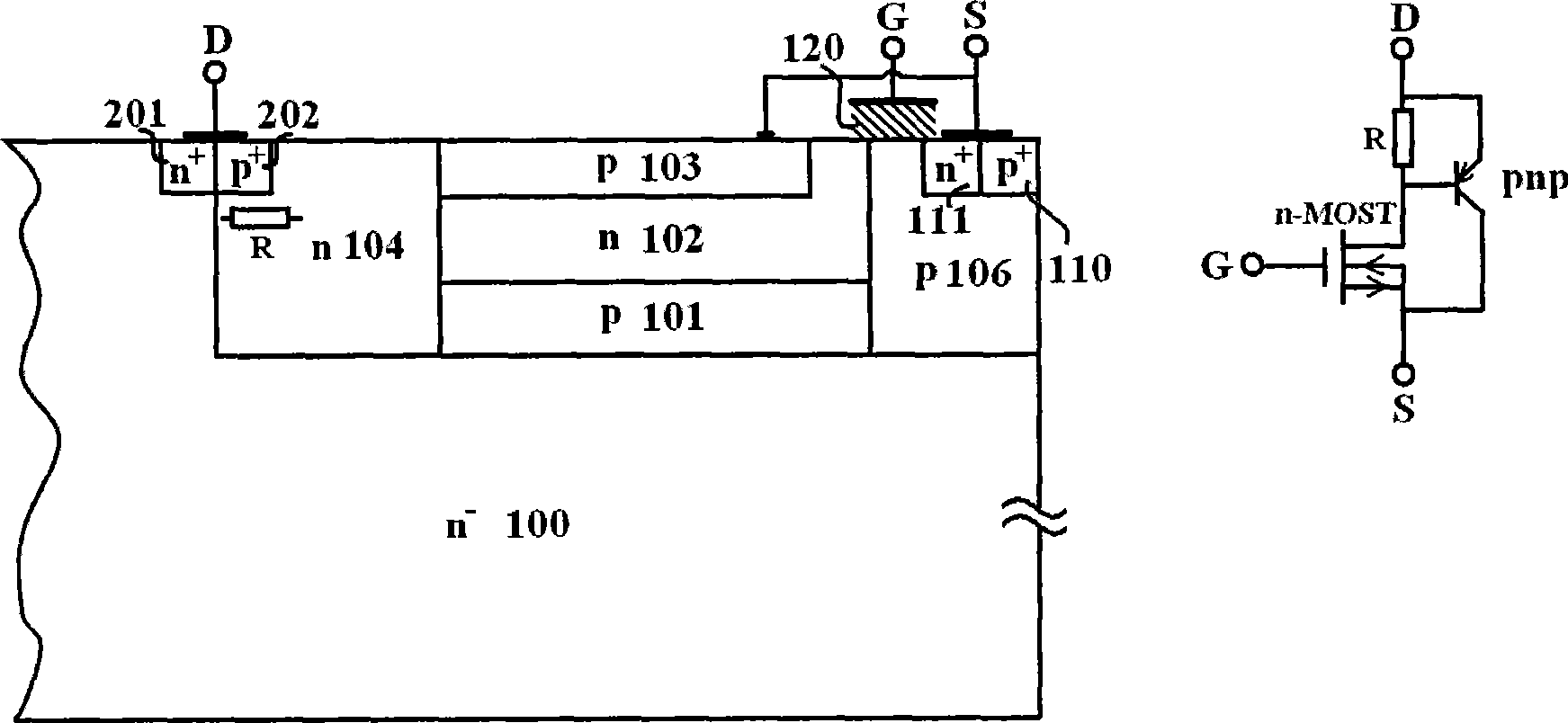 Semiconductor transverse device and high-voltage device