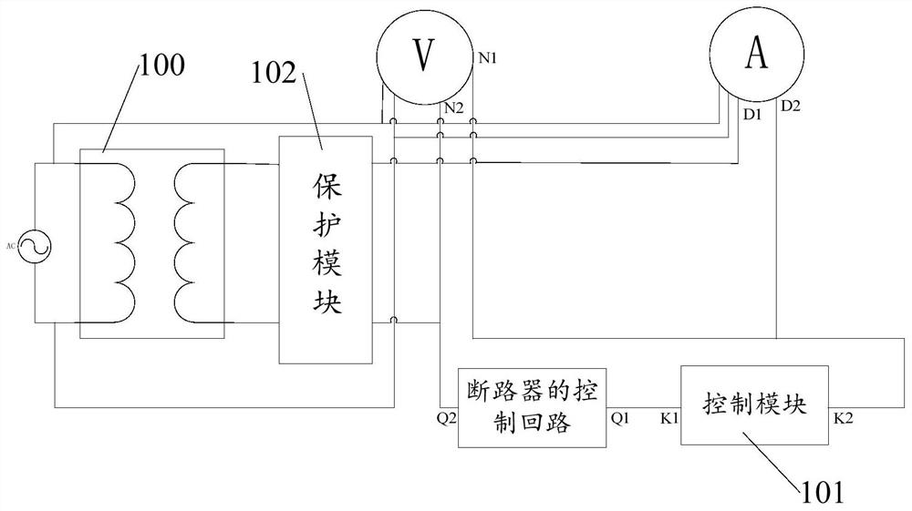 Test circuit, test device and fault test method of AC circuit breaker