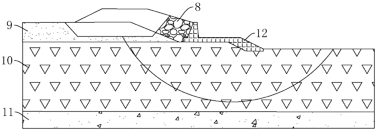 Soft soil foundation embankment structure