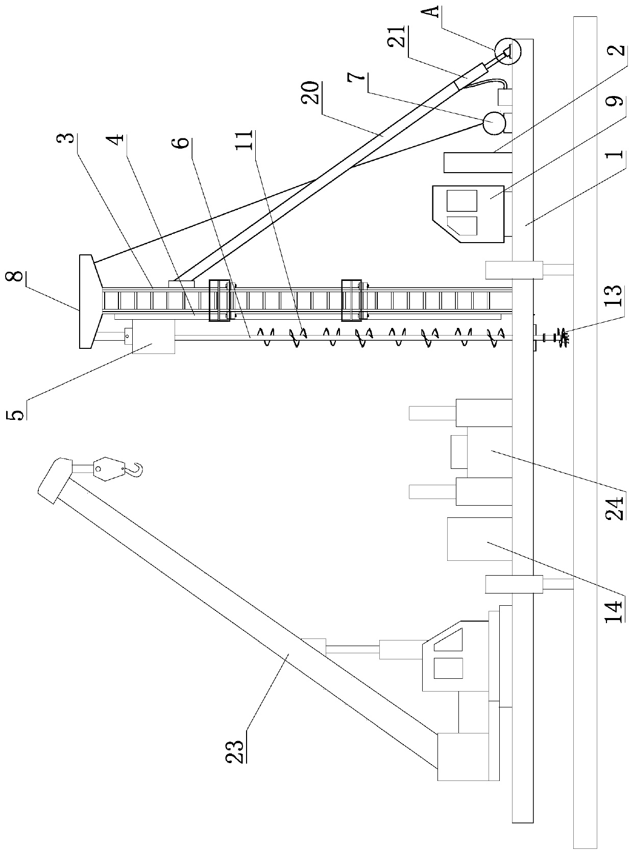 Pile sinking device and construction method thereof