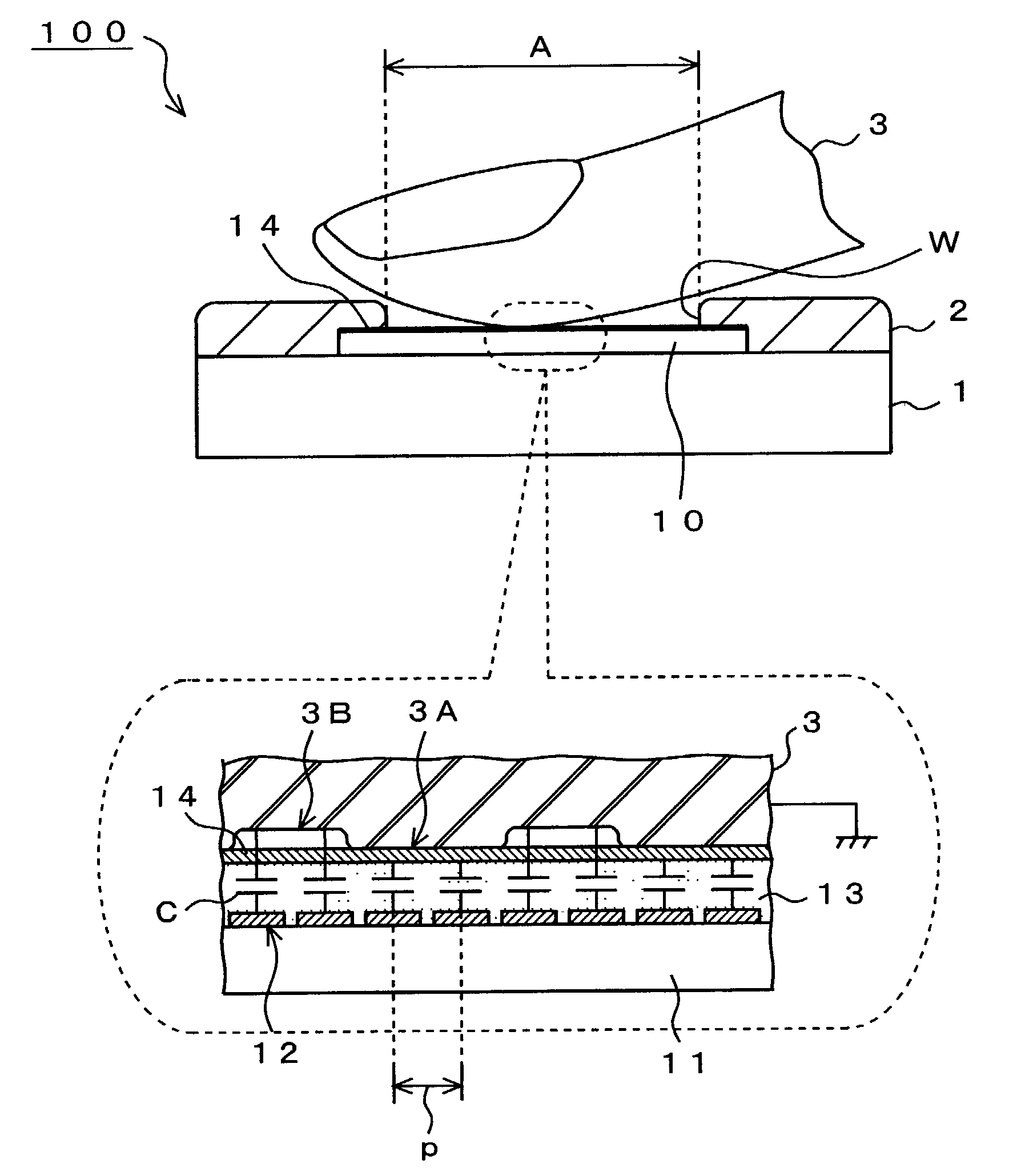 Fingerprint detection device and method of its manufacture, and apparatus for forming a protective film