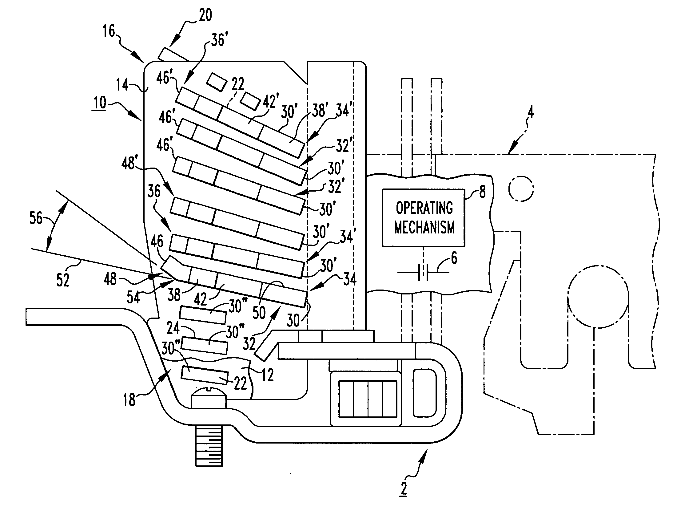 Secondary arc chute and electrical switching apparatus incorporating same