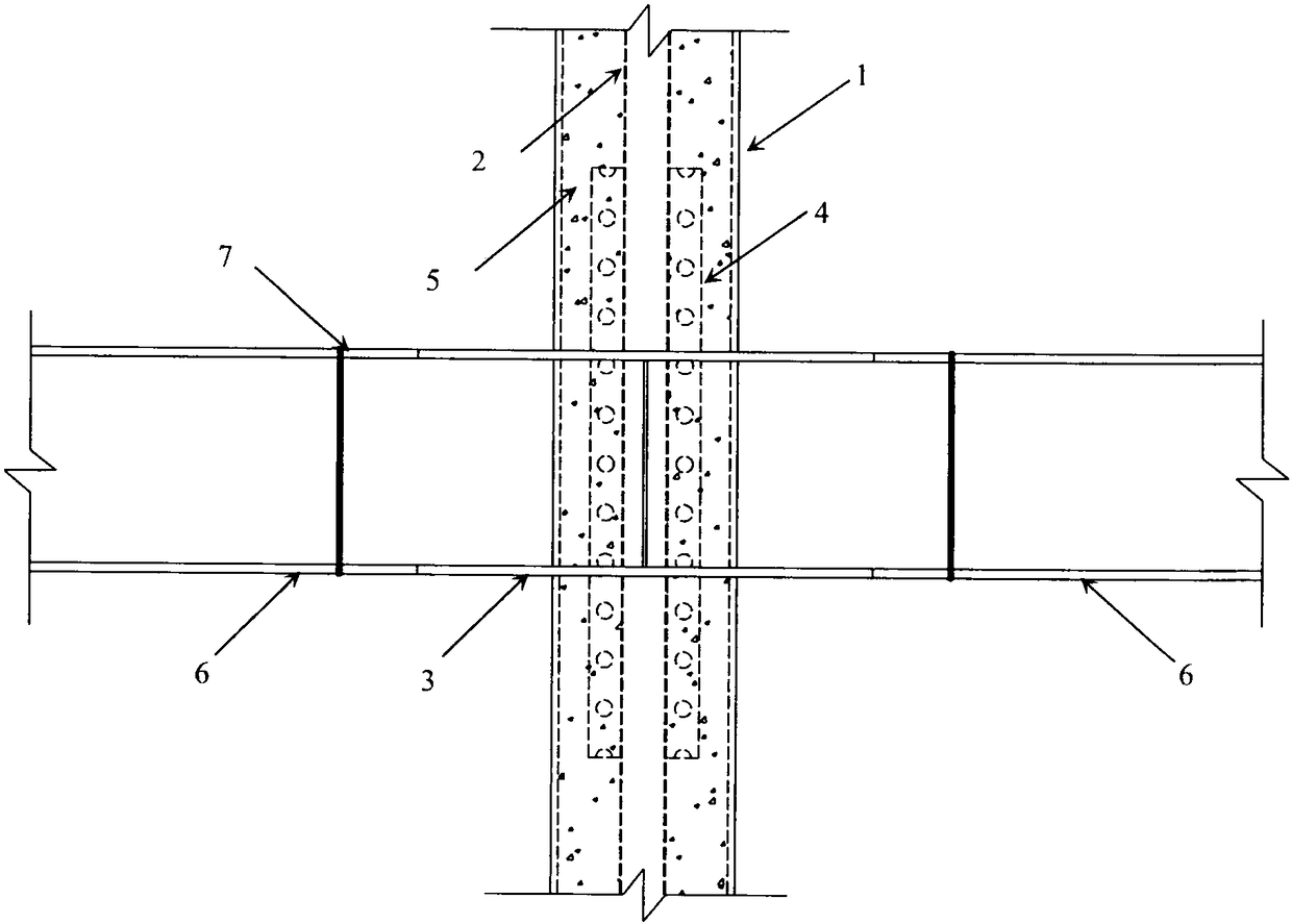 Square sleeve circular hollow interlayer steel pipe concrete column and steel beam joint internally provided with PBL ribs