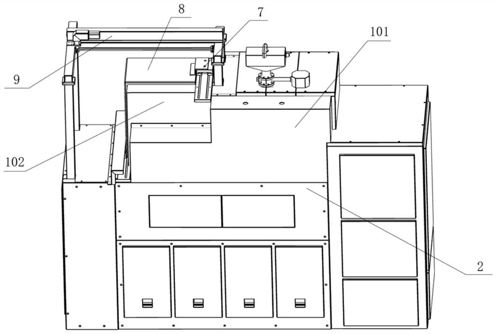 A table transfer transportation system for large slm equipment