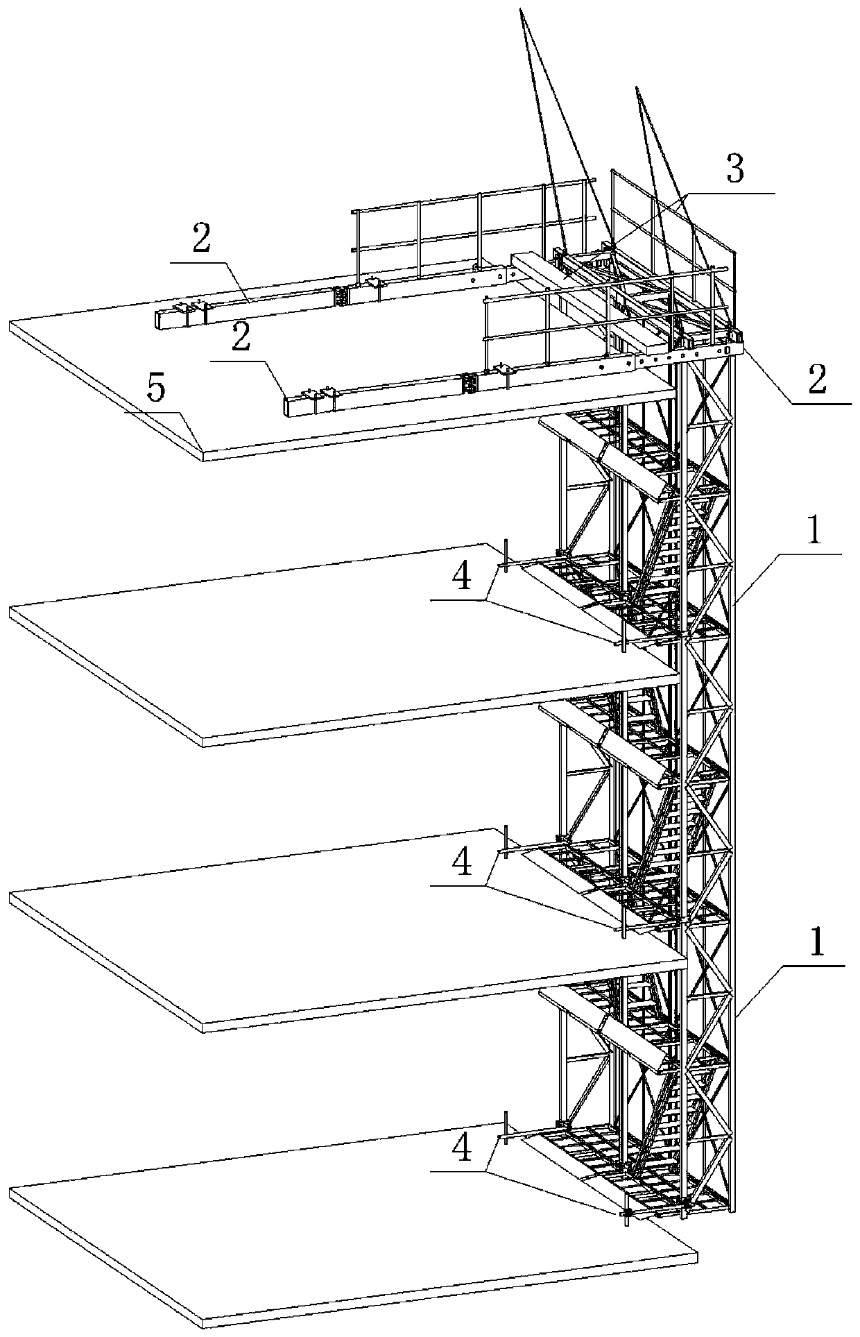 Foldable and retractable cantilever tool type scaffold system and mounting method thereof