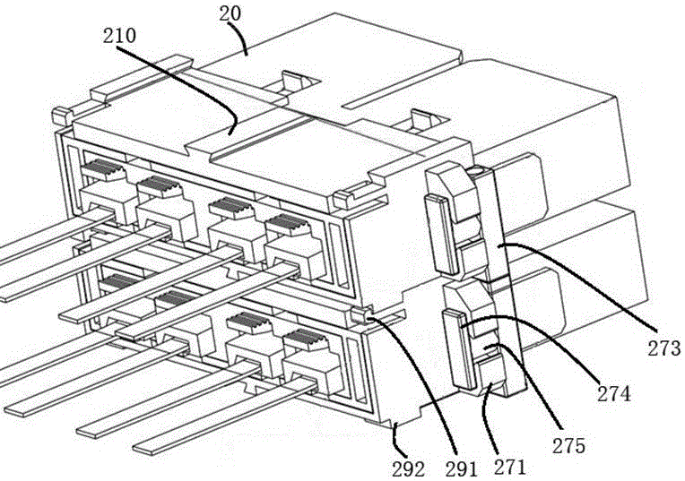 A stacked connector, connector and connector group