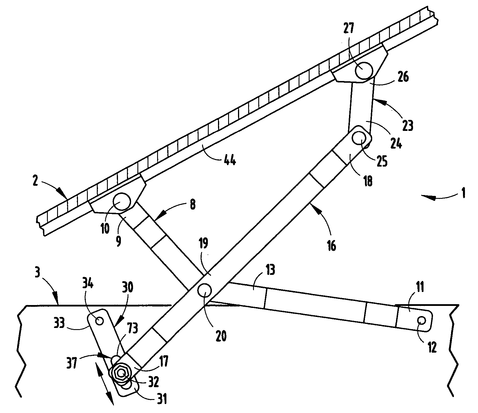 Articulated hinge for vehicle bed covers and the like