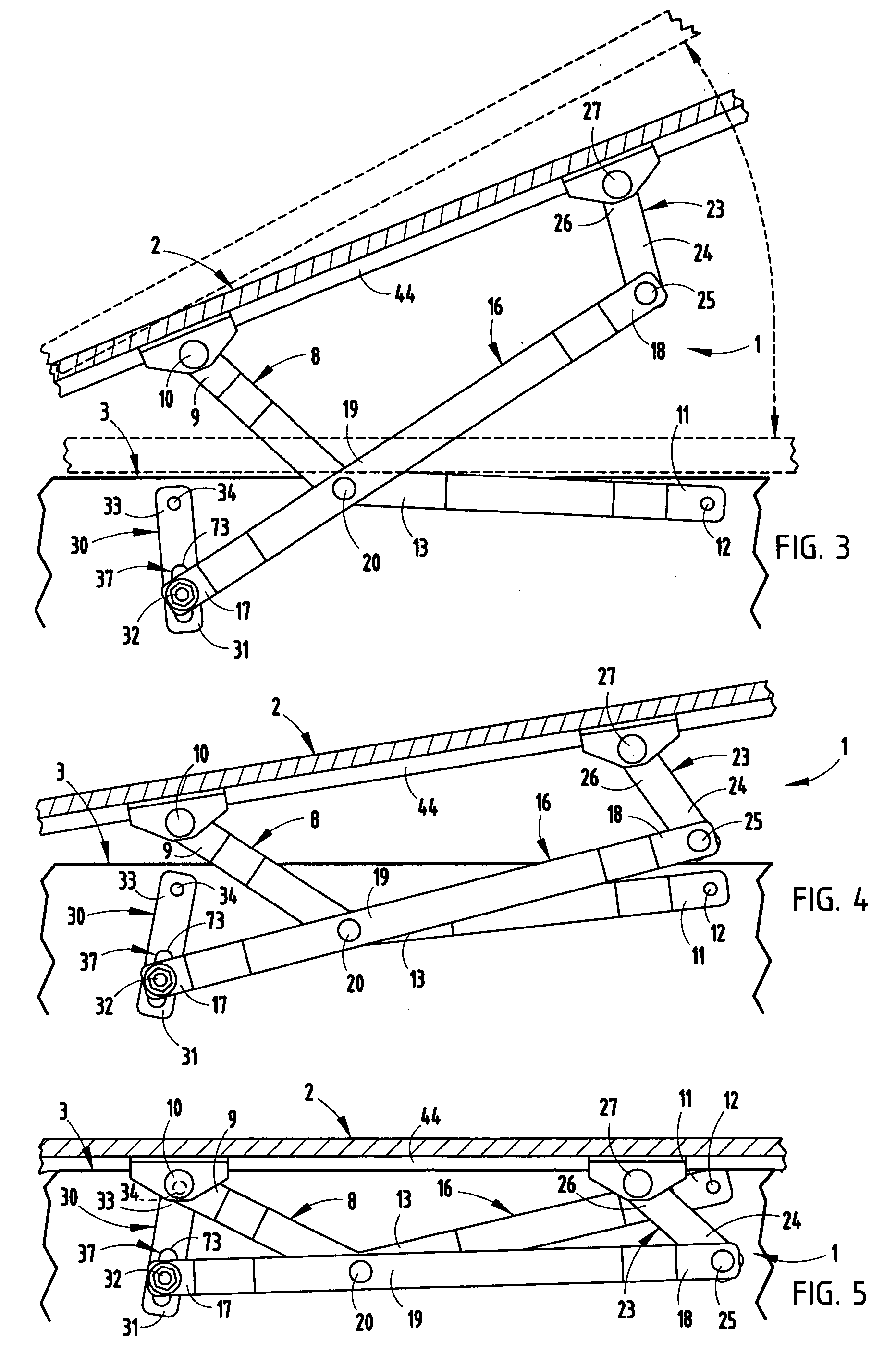 Articulated hinge for vehicle bed covers and the like