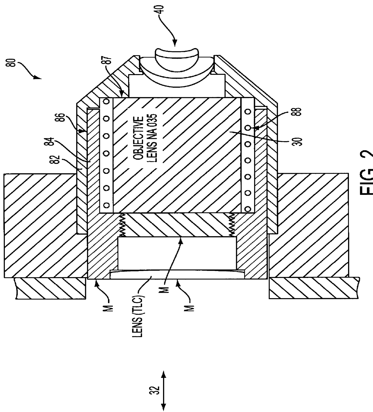 Variable focus lens system such as for examination or treatment of transparent or semi-transparent materials such as ocular tissue