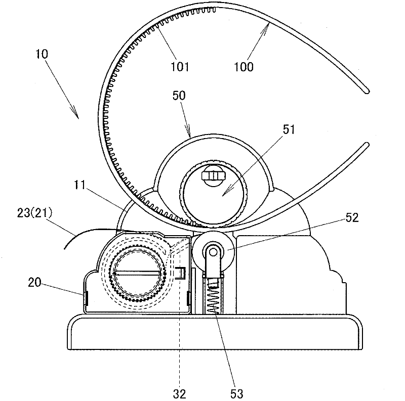 Tape affixing apparatus for band-shaped accessory