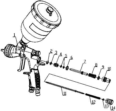 Spray gun provided with valve sealing structure
