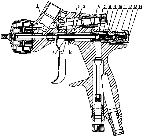 Spray gun provided with valve sealing structure