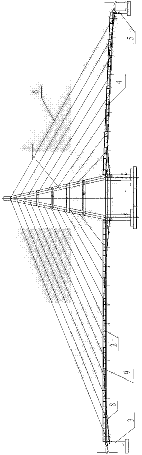A single-tower cable-stayed bridge with an asymmetric planar fold line layout and its construction method