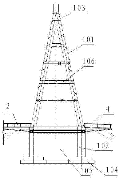 A single-tower cable-stayed bridge with an asymmetric planar fold line layout and its construction method