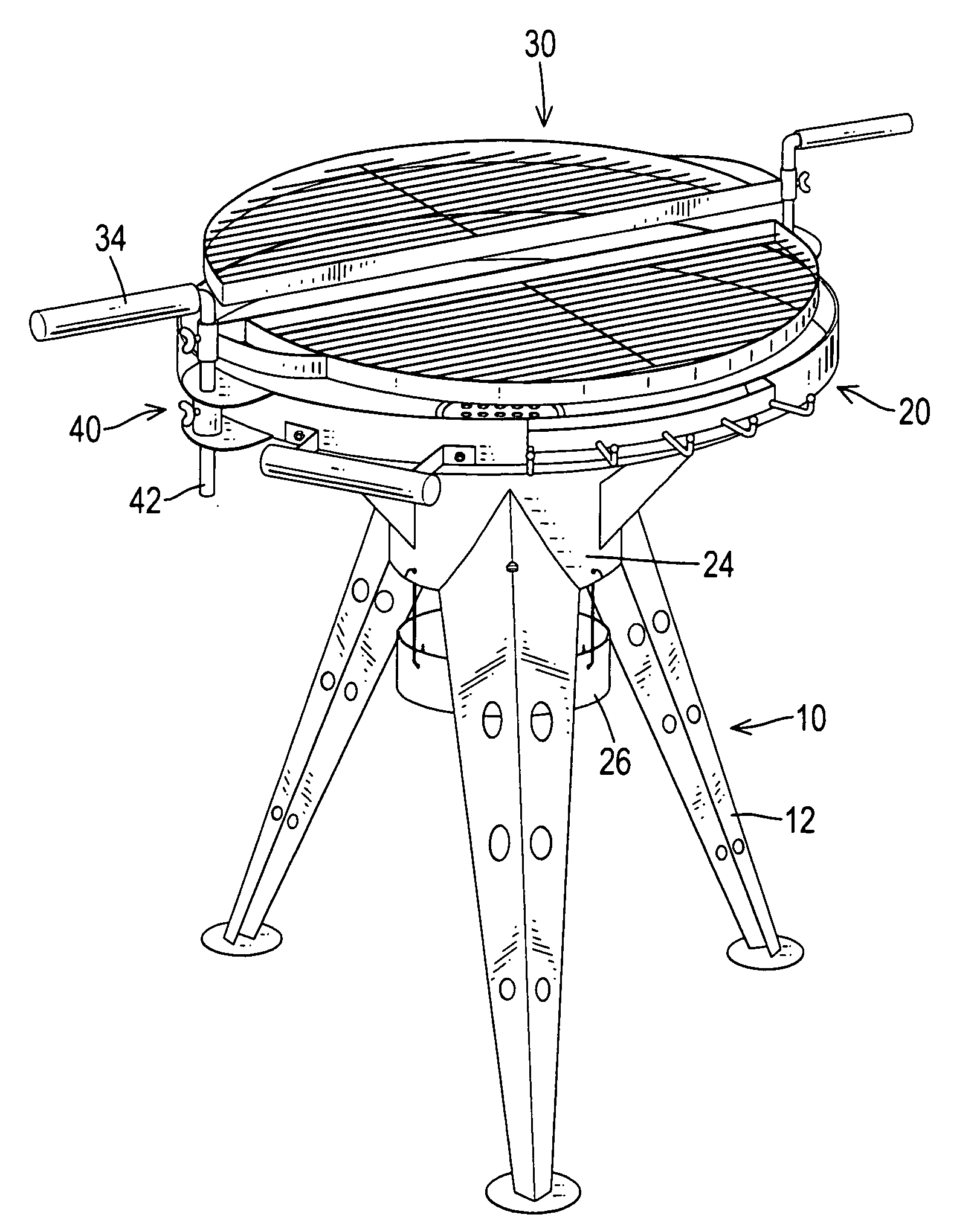 Barbecue grill with multiple adjustable grids