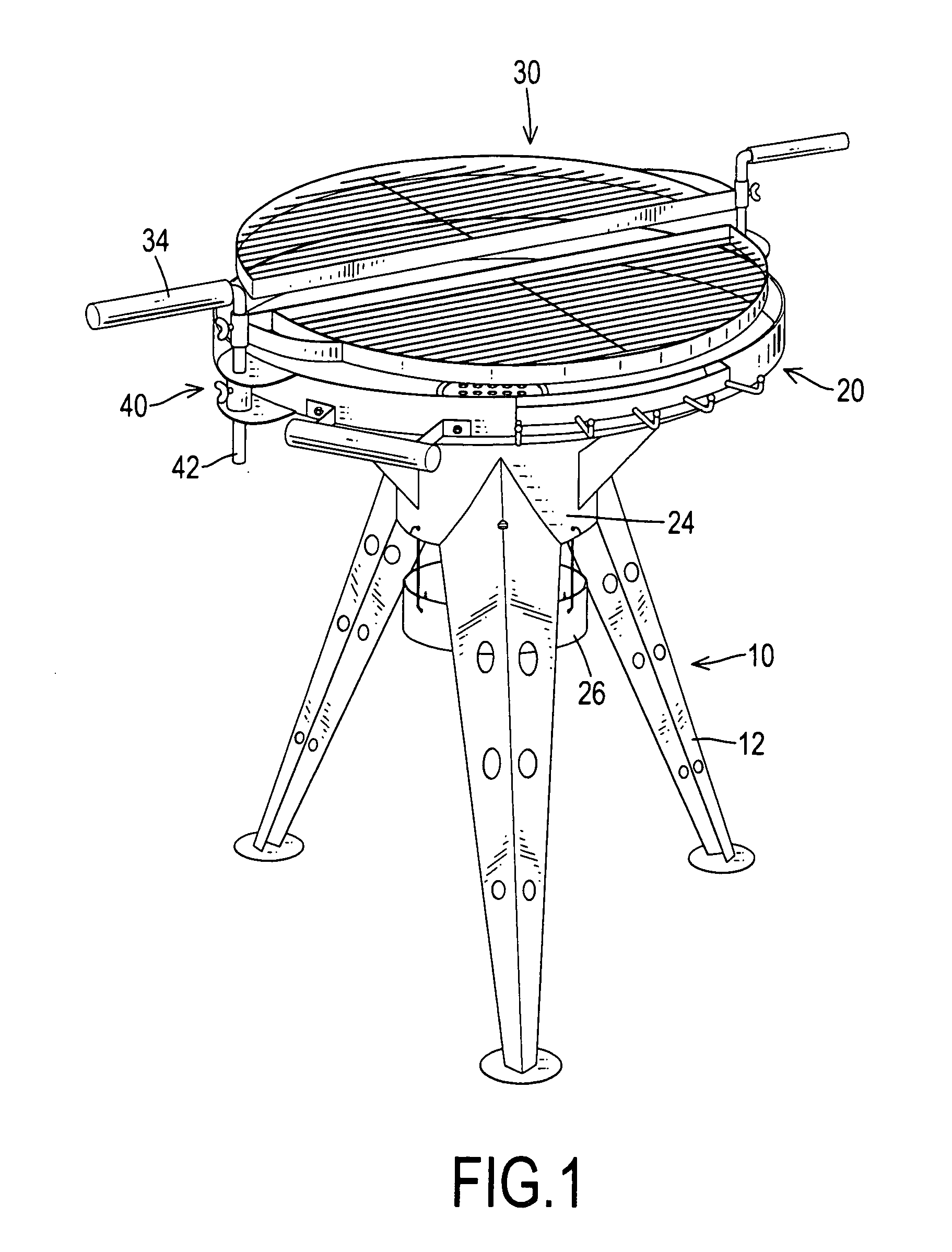 Barbecue grill with multiple adjustable grids
