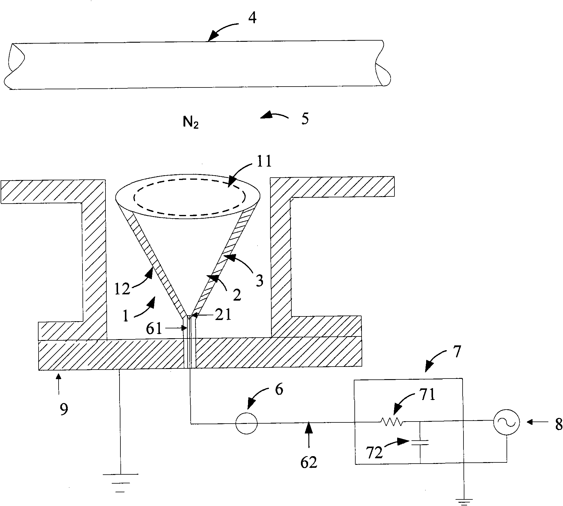 Conical capacitive transducer