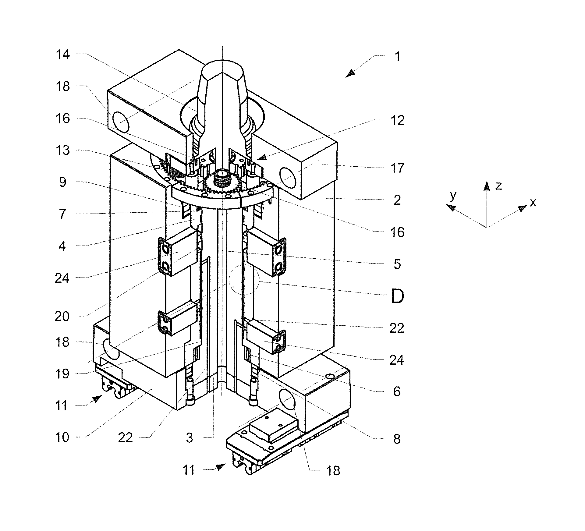 Rotation device for an injection-molding device