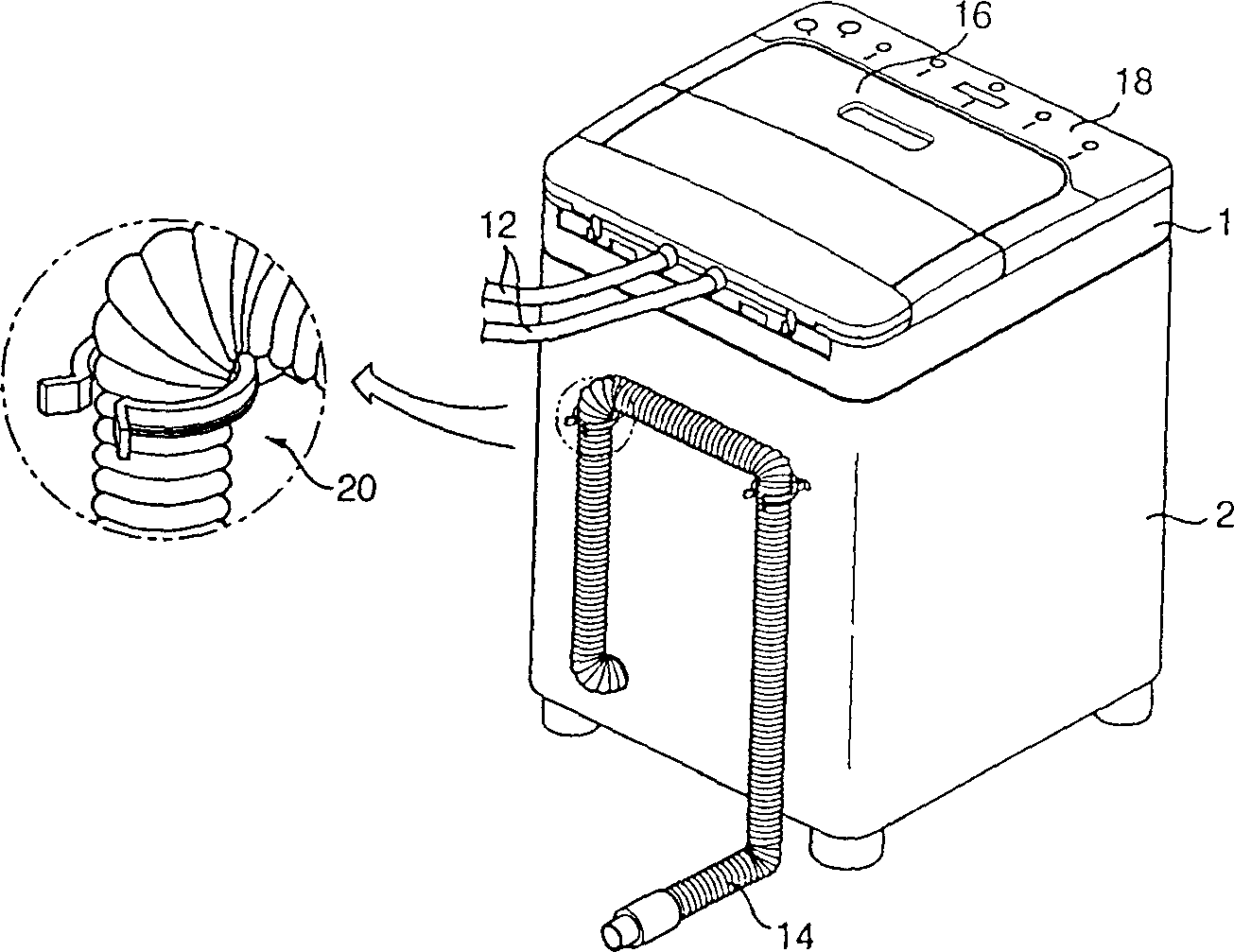 Structure for installing drainage soft tube of washing machine