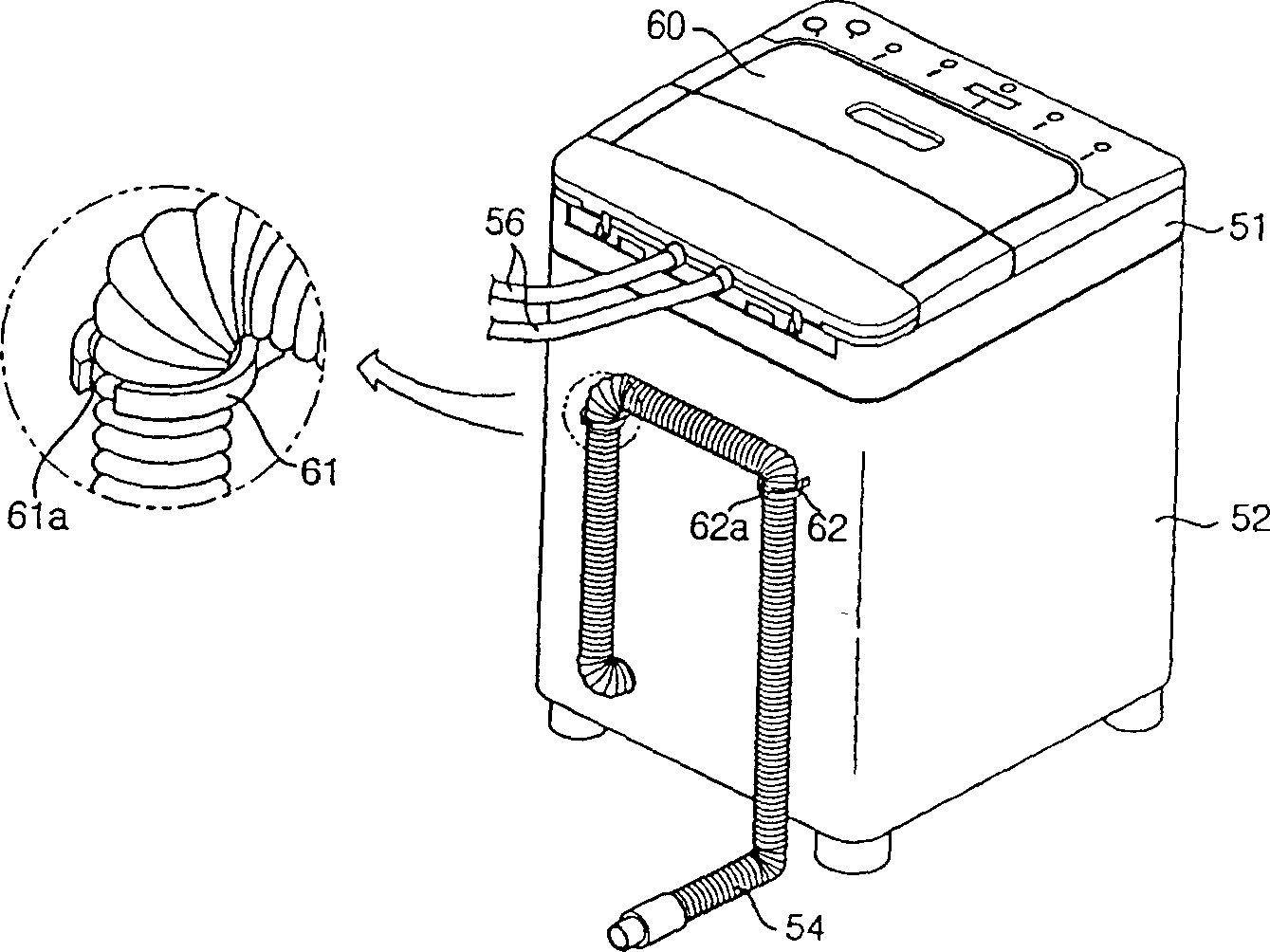 Structure for installing drainage soft tube of washing machine