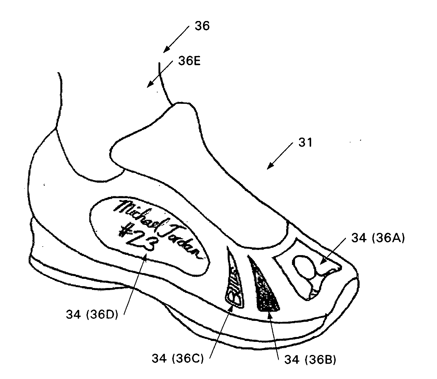 Shoe with transparent panels