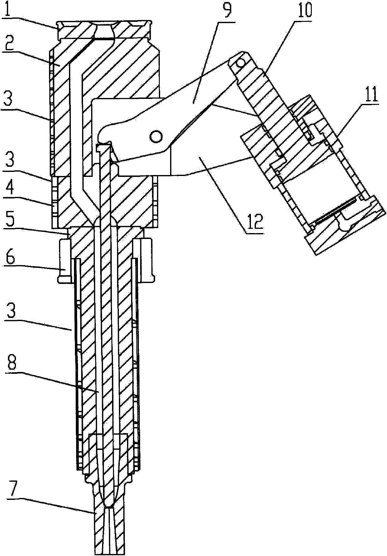 Lever-valve needle single nozzle
