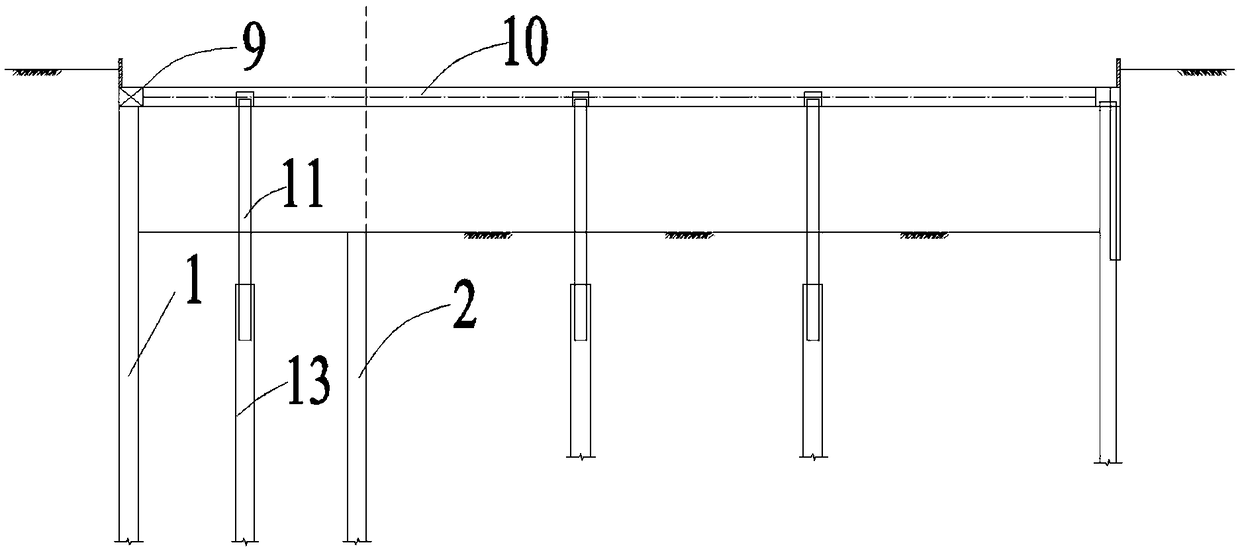 Internal support structure capable of solving pit bias problem in deep foundation pit and shallow foundation pit