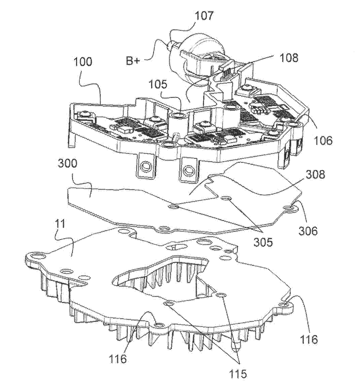 Electronic assembly for a rotary electrical machine for a motor vehicle