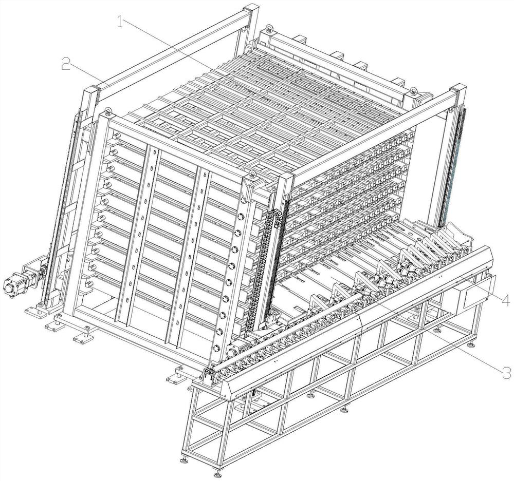 Full-automatic buffering feeding and discharging device for header long pipe and bent pipe