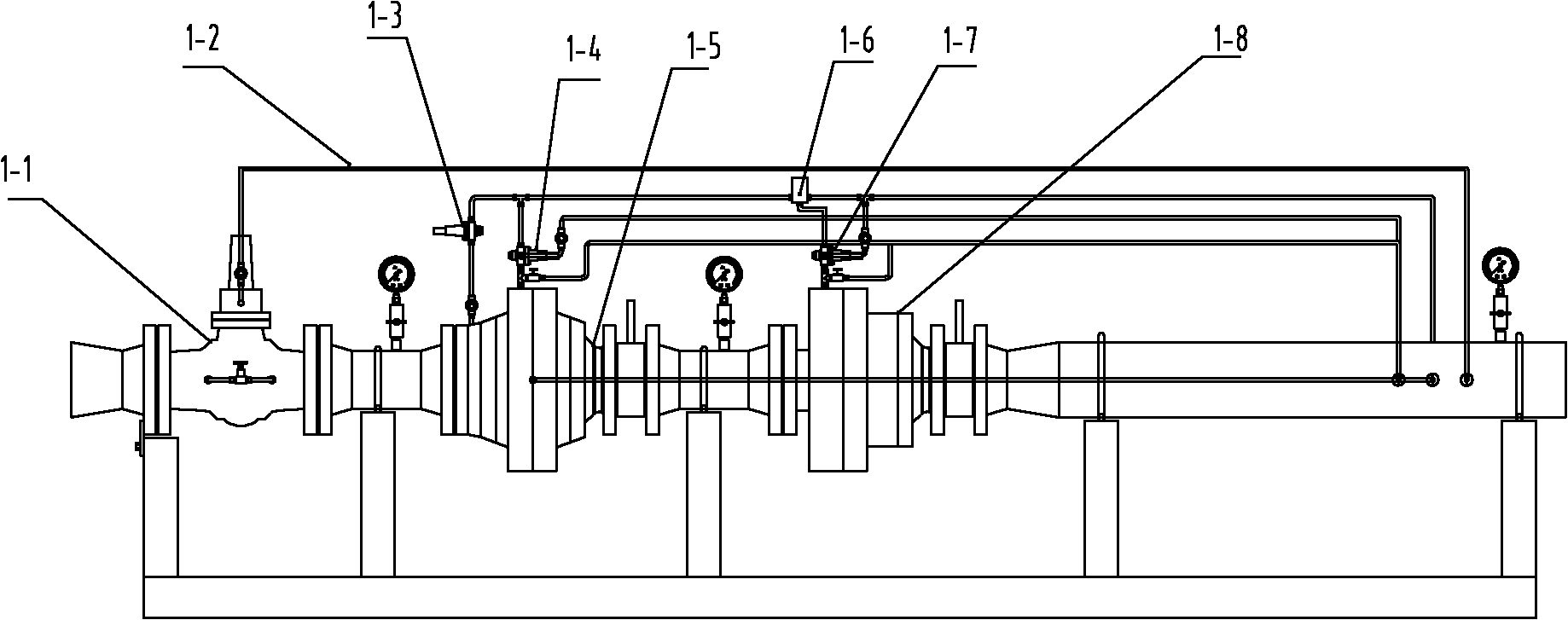 Self-operated axial flow pressure regulating valve fully open in case of failure