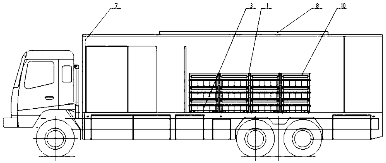 Modular packing type storage battery storage device for UPS power van