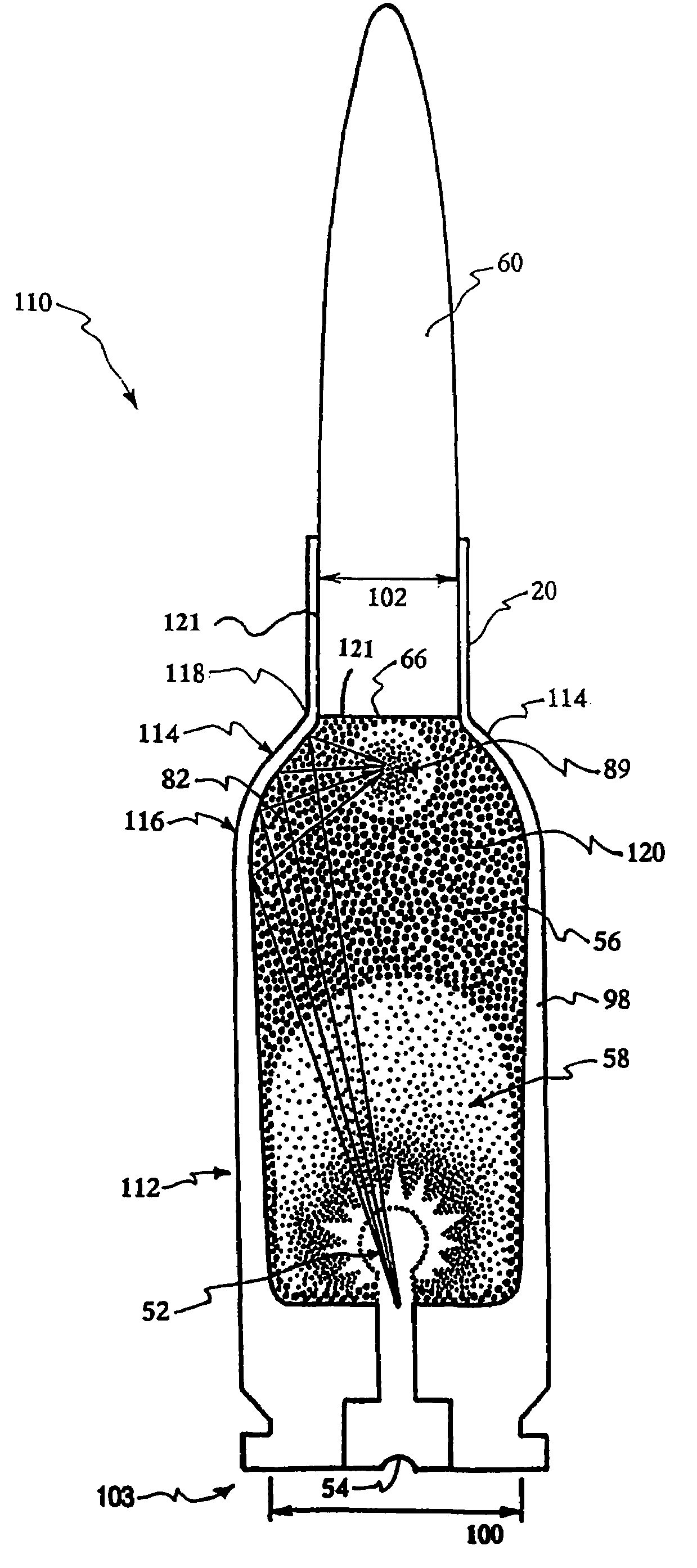 Firearm cartridge and case-less chamber