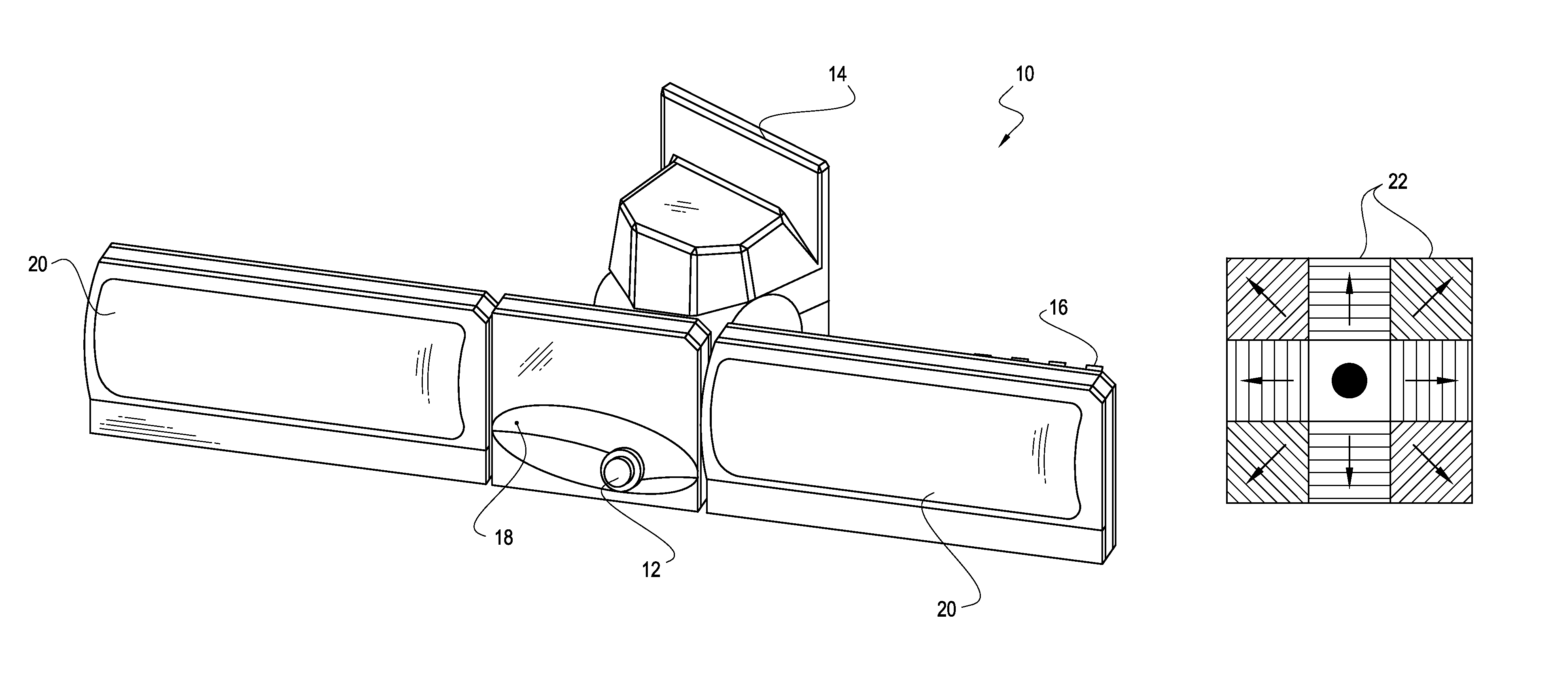 Self-calibrating multi-directional security luminaire and associated methods