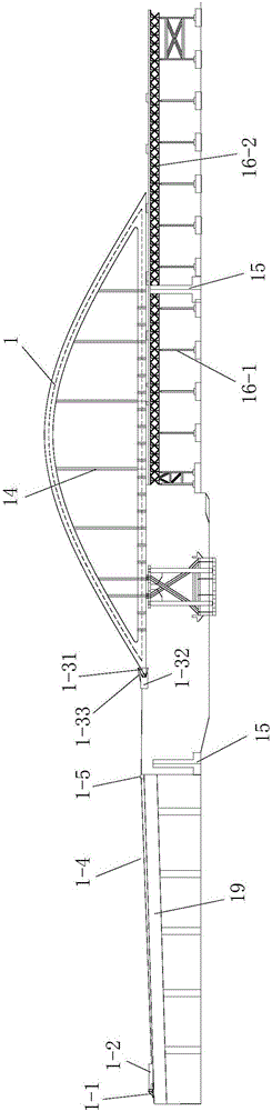 Large-span eccentric lean-against type steel box tied arch bridge surface towing erection construction system