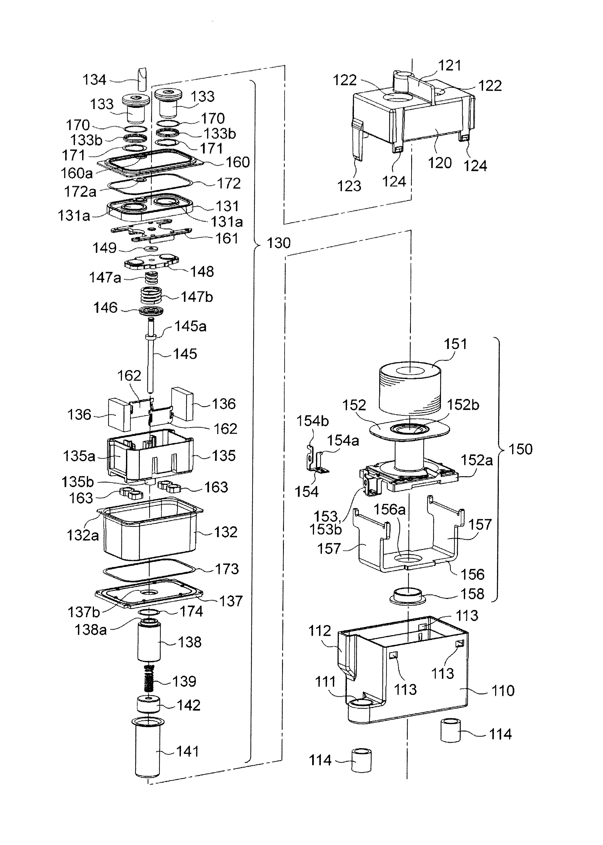 Contact switching device
